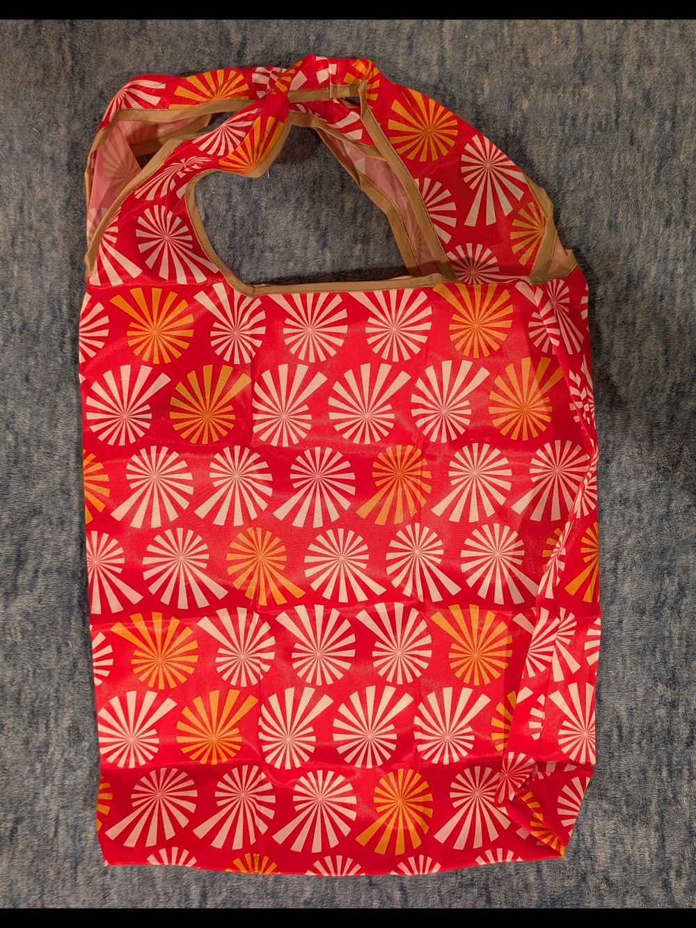 Red Patterned Reusable Tote Bag